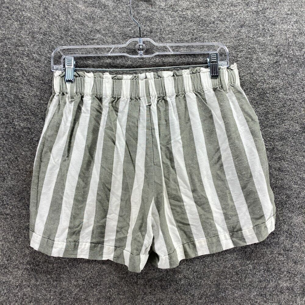 Loft Shorts Women Gray Striped S Small Rayon Mid Rise Chino Elastic Waist - Picture 8 of 10
